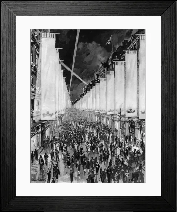 Framed Print : Coronation 1937 - Bond Street arrayed in white
