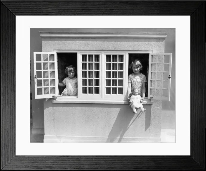 Framed Print : Princess Elizabeth and Margaret in the Welsh Cottage Framed Print : Princess Elizabeth and Margaret in the Welsh Cottage