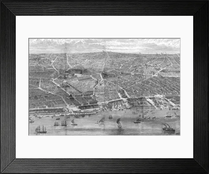 Framed Print : Liverpool birds eye view, 1886 Framed Print : Liverpool birds eye view, 1886