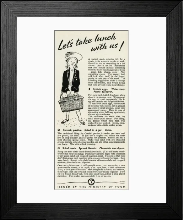 Framed Print : Advert for the Ministry of Food 1945