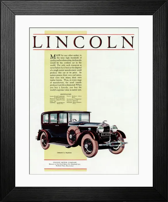 Framed Print : Advert for Lincoln cars Framed Print : Advert for Lincoln cars