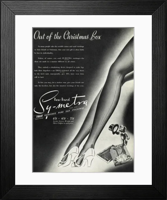Framed Print : Advert for Symetra Bear Brand stockings 1939