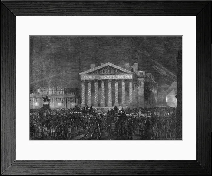 Framed Print : Peace illuminations at the Royal Exchange, London Framed Print : Peace illuminations at the Royal Exchange, London
