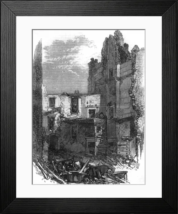Framed Print : Damage to houses in Corporation Lane Framed Print : Damage to houses in Corporation Lane