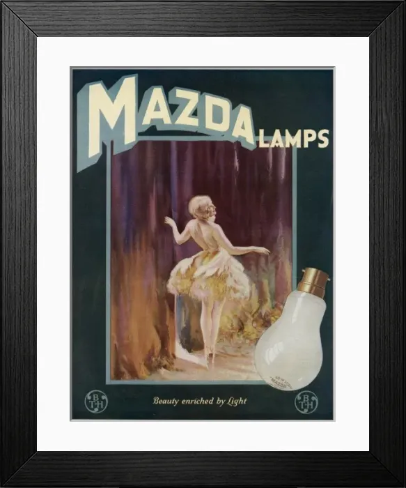 Framed Print : Advert for Mazda light bulbs