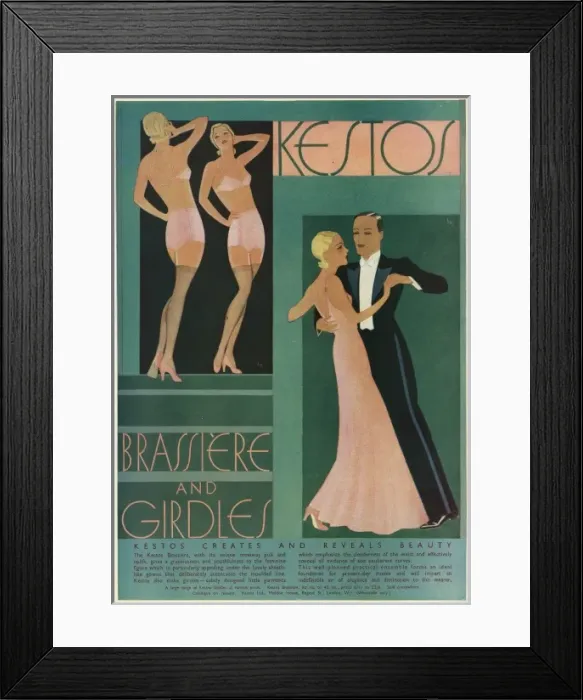 Framed Print : Advert for Kestos brassiere and girdles 1932 Framed Print : Advert for Kestos brassiere and girdles 1932