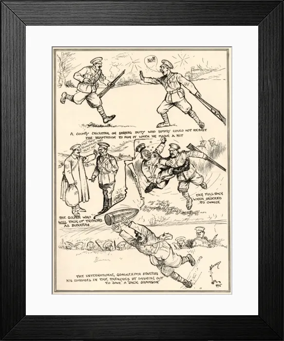 Framed Print : The over-enthusiasm of some sportsmen in the trenches Framed Print : The over-enthusiasm of some sportsmen in the trenches