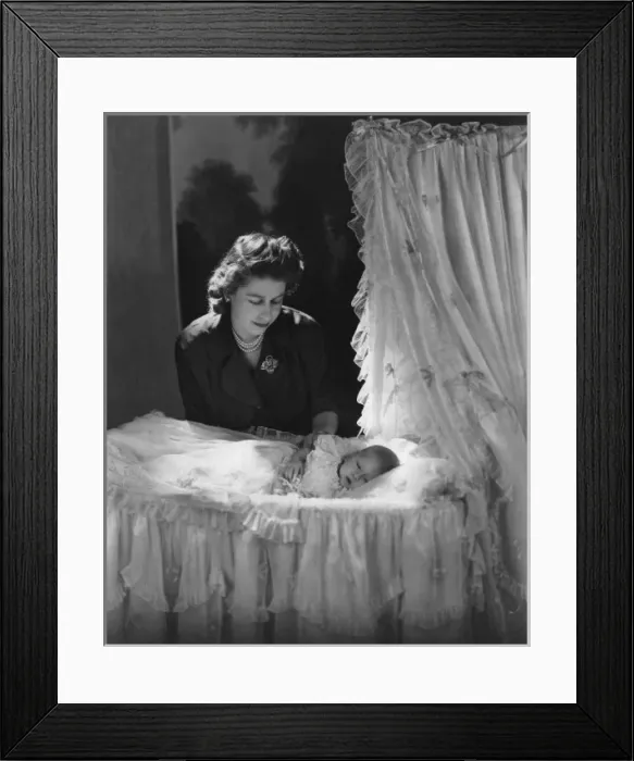 Framed Print : Princess Elizabeth with newborn Prince Charles Framed Print : Princess Elizabeth with newborn Prince Charles