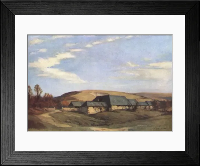 Framed Print : A Farm in Sussex by E. T. Holding Framed Print : A Farm in Sussex by E. T. Holding