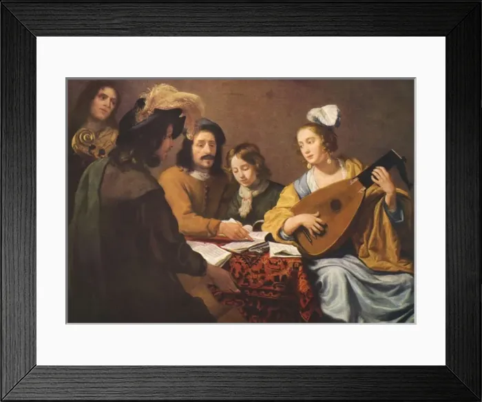 Framed Print : The concert, showing a group of players by Gerald de Honthor Framed Print : The concert, showing a group of players by Gerald de Honthor