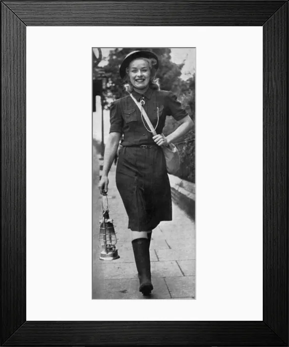 Framed Print : Show girl to ARP warden, 1939 Framed Print : Show girl to ARP warden, 1939