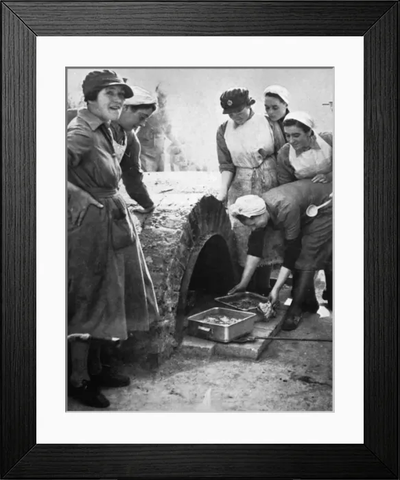 Framed Print : ATS - using a brick field oven in training, 1939 Framed Print : ATS - using a brick field oven in training, 1939