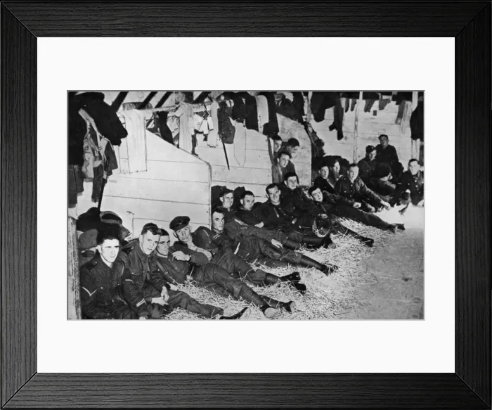 Framed Print : British soldiers in stables billet, France, 1939