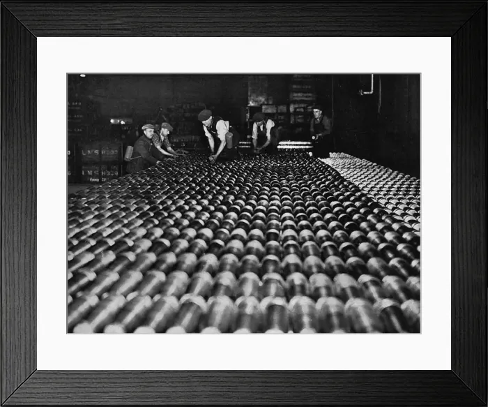 Framed Print : Finished shells in a munitions factory, 1939