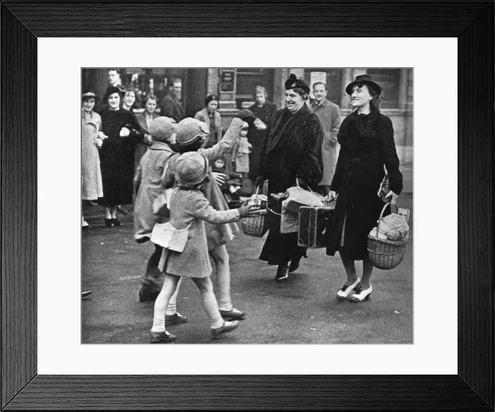Framed Print : Parents attending an evacuation party, 1939 Framed Print : Parents attending an evacuation party, 1939