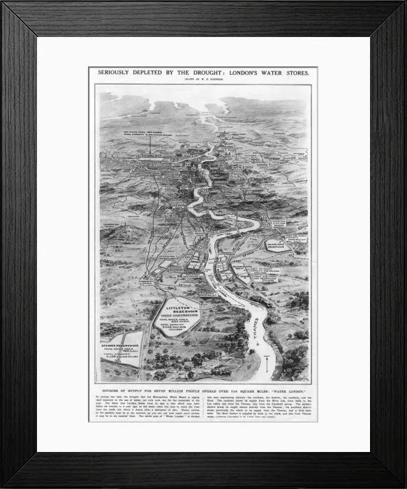 Framed Print : Water shortage and supply: Londons water stores, 1921 Framed Print : Water shortage and supply: Londons water stores, 1921