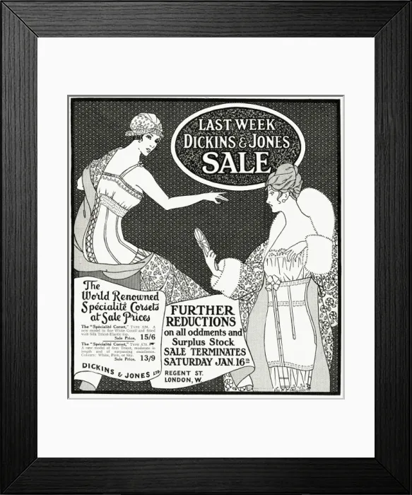Framed Print : Advert for Dickins & Jones sale