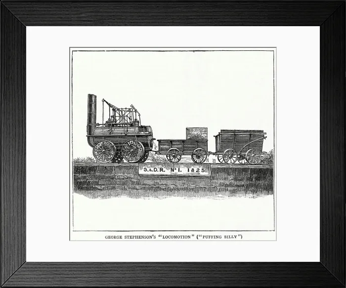 Framed Print : George Stephenson's Locomotion - Puffing Billy locomotive railway train. Date: 1825 Framed Print : George Stephenson's Locomotion - Puffing Billy locomotive railway train. Date: 1825