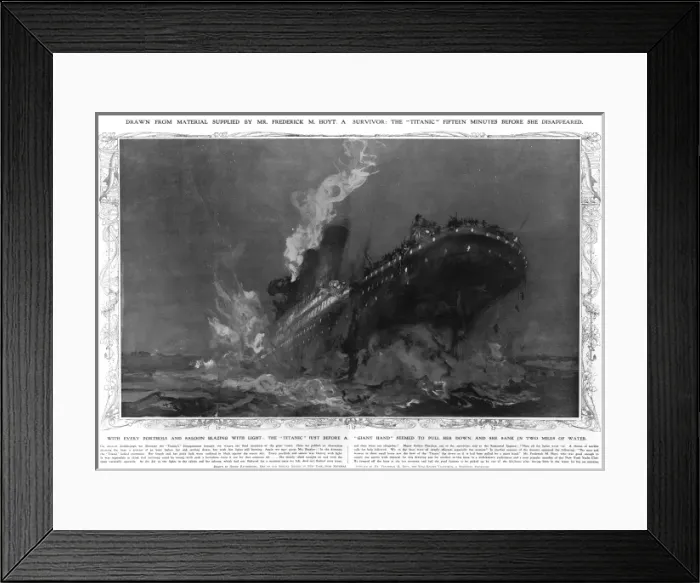 Framed Print : Titanic - fifteen minutes before she sank
