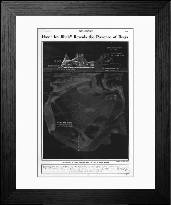 Framed Print : Titanic - How Ice Blink reveals the presence of bergs Framed Print : Titanic - How Ice Blink reveals the presence of bergs