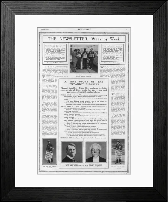 Framed Print : Titanic - Report and Timeline in the Sphere Framed Print : Titanic - Report and Timeline in the Sphere