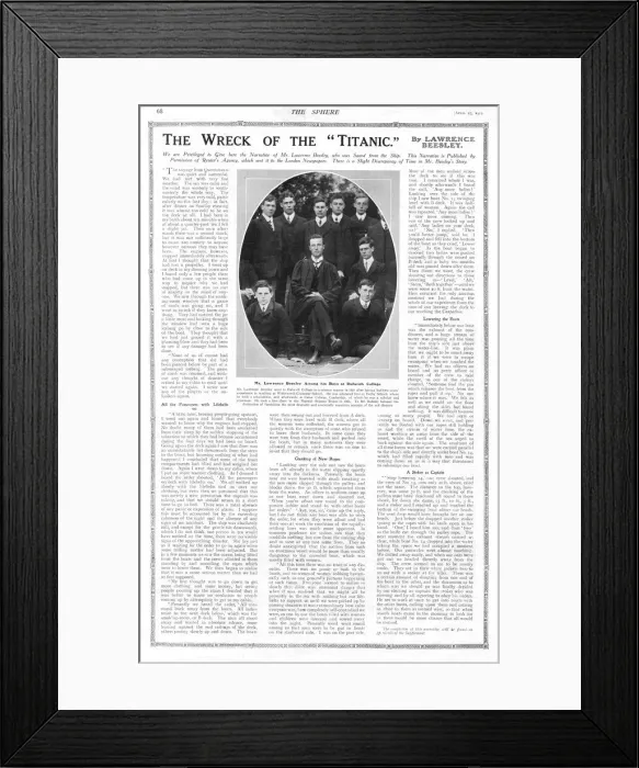 Framed Print : The Wreck of the Titanic by Lawrence Beesley - Sphere
