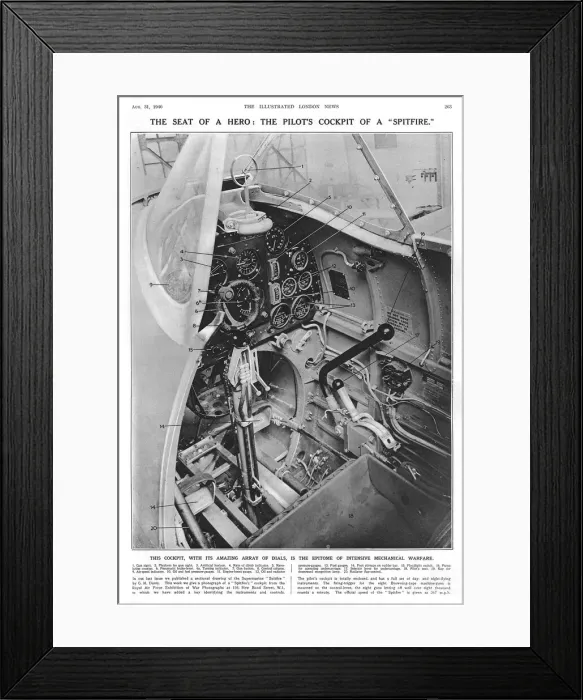 Framed Print : The seat of a hero: Spitfire pilots cockpit, 1940