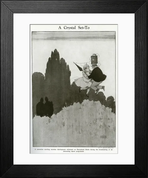 Framed Print : A Crystal Set-to by William Heath Robinson Framed Print : A Crystal Set-to by William Heath Robinson