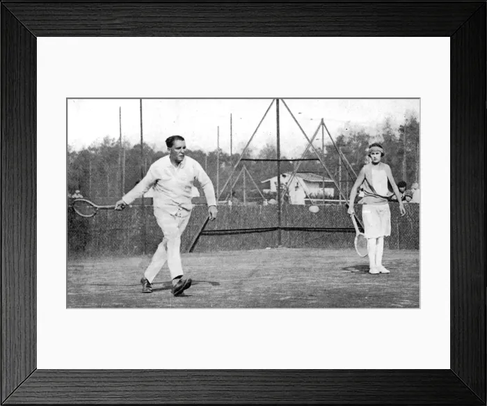 Framed Print : Lord Birkenhead playing tennis with Lili de Alvarez Framed Print : Lord Birkenhead playing tennis with Lili de Alvarez