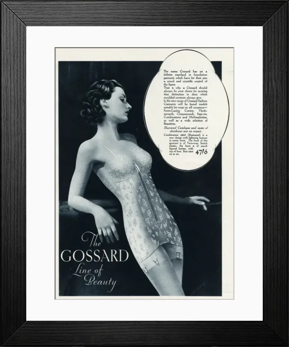 Framed Print : Advert for Gossard underwear 1935 Framed Print : Advert for Gossard underwear 1935