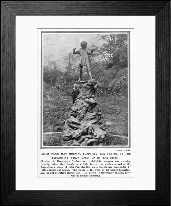 Framed Print : Peter Pan statue arrives in Kensington Gardens Framed Print : Peter Pan statue arrives in Kensington Gardens