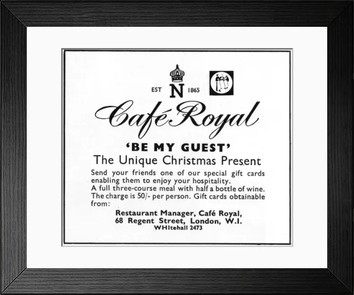 Framed Print : Cafe Royal advert Framed Print : Cafe Royal advert