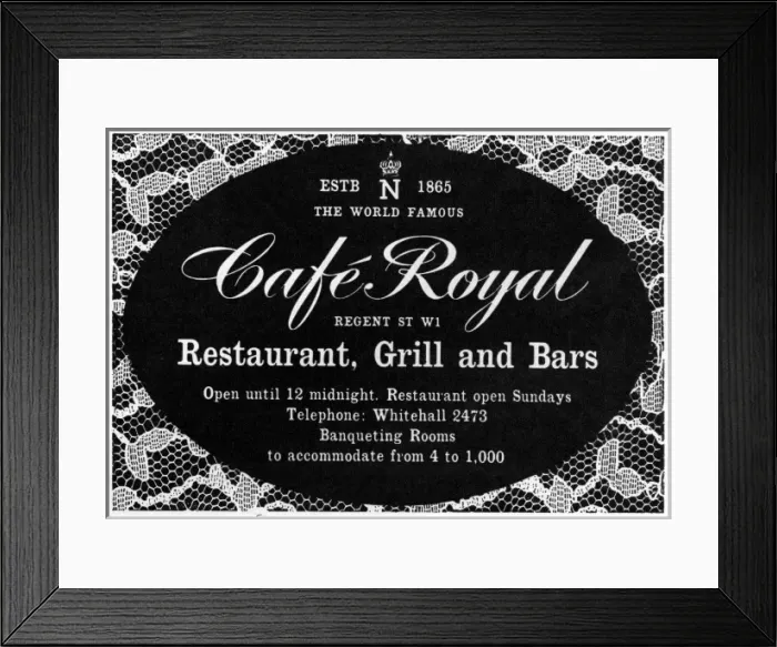 Framed Print : Cafe Royal advert Framed Print : Cafe Royal advert