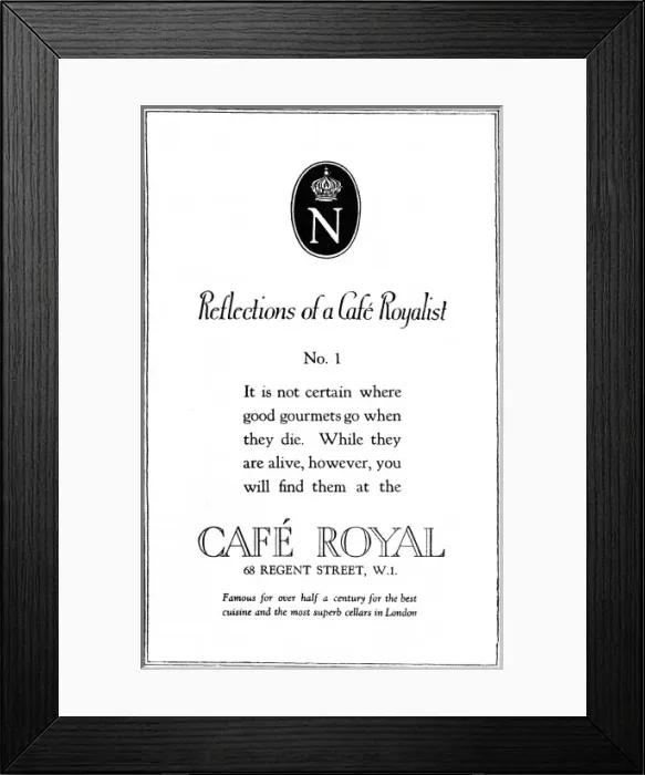 Framed Print : Cafe Royal advert Framed Print : Cafe Royal advert