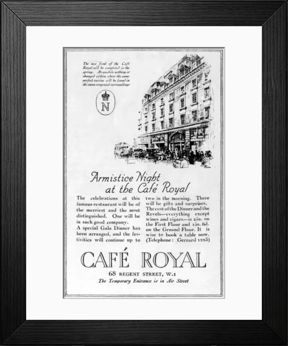 Framed Print : Cafe Royal advert Framed Print : Cafe Royal advert