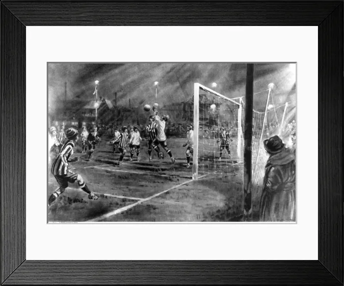 Framed Print : Football after dark: a match on the first association ground Framed Print : Football after dark: a match on the first association ground