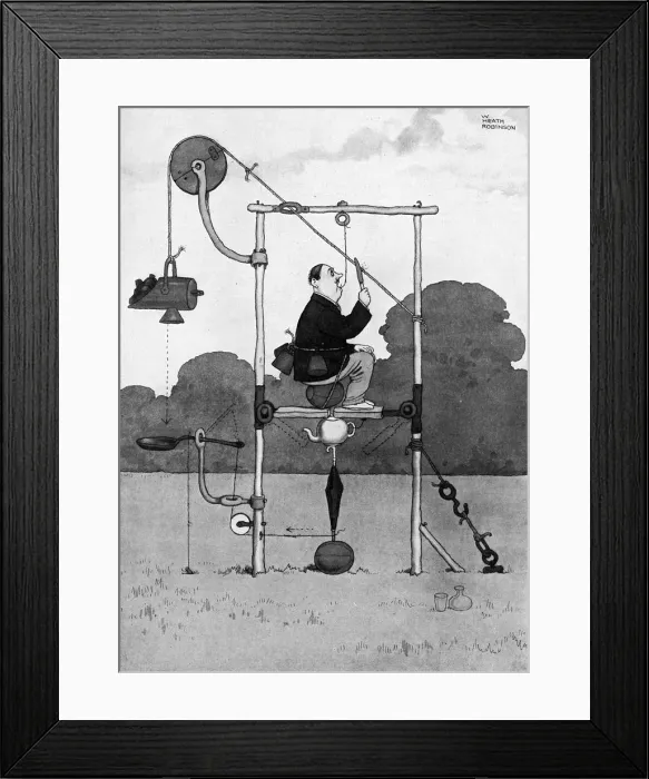 Framed Print : Bound to Draw by William Heath Robinson Framed Print : Bound to Draw by William Heath Robinson