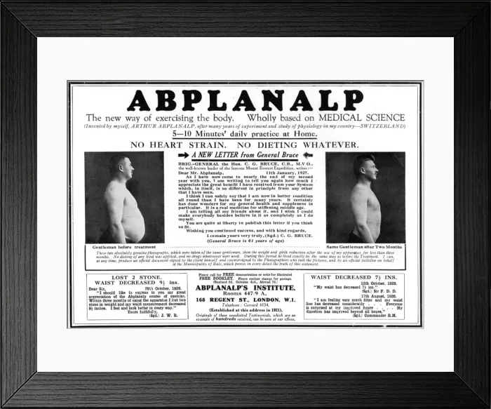 Framed Print : Abplanalp exercise regime advertisement Framed Print : Abplanalp exercise regime advertisement