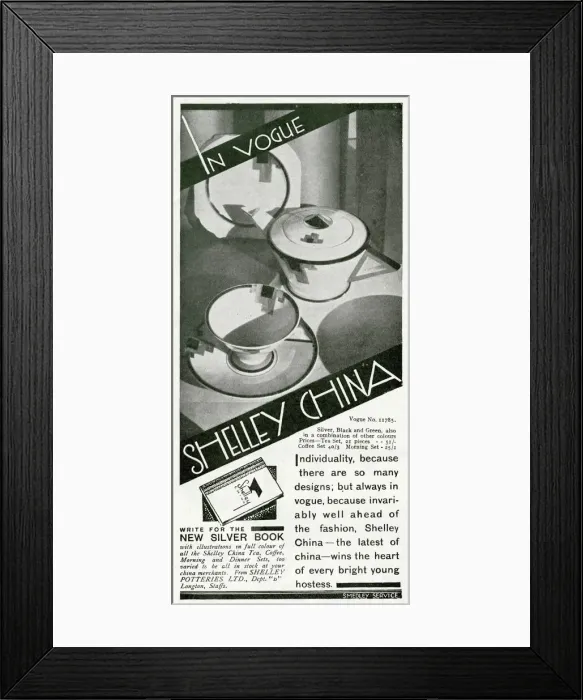 Framed Print : Advert for Shelley Vogue China 1931 Framed Print : Advert for Shelley Vogue China 1931