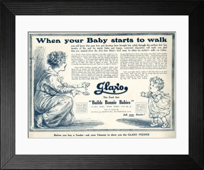 Framed Print : Advert for Glaxo baby food 1914 Framed Print : Advert for Glaxo baby food 1914