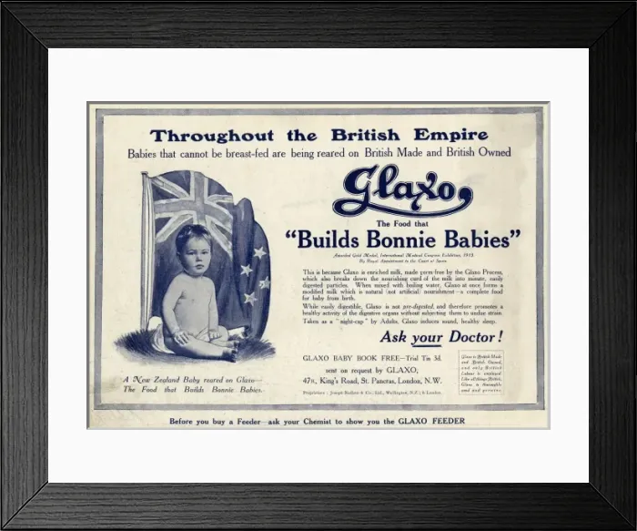 Framed Print : Advert for Glaxo baby food 1914 Framed Print : Advert for Glaxo baby food 1914