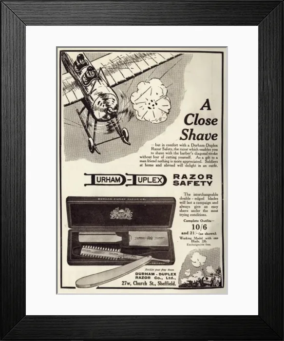 Framed Print : Advert for Durham Duplex Safety Razor 1914 Framed Print : Advert for Durham Duplex Safety Razor 1914