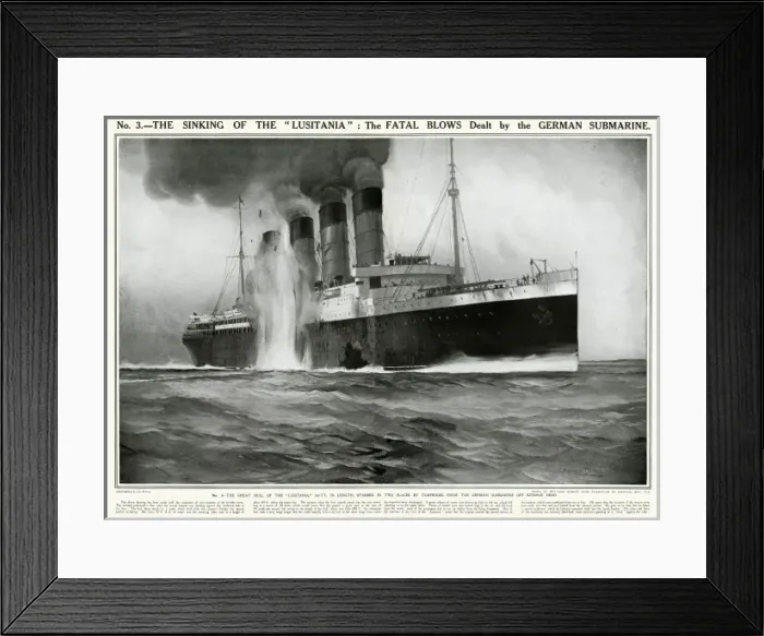 Framed Print : The sinking of the Lusitania on the fateful voyage 1915 Framed Print : The sinking of the Lusitania on the fateful voyage 1915