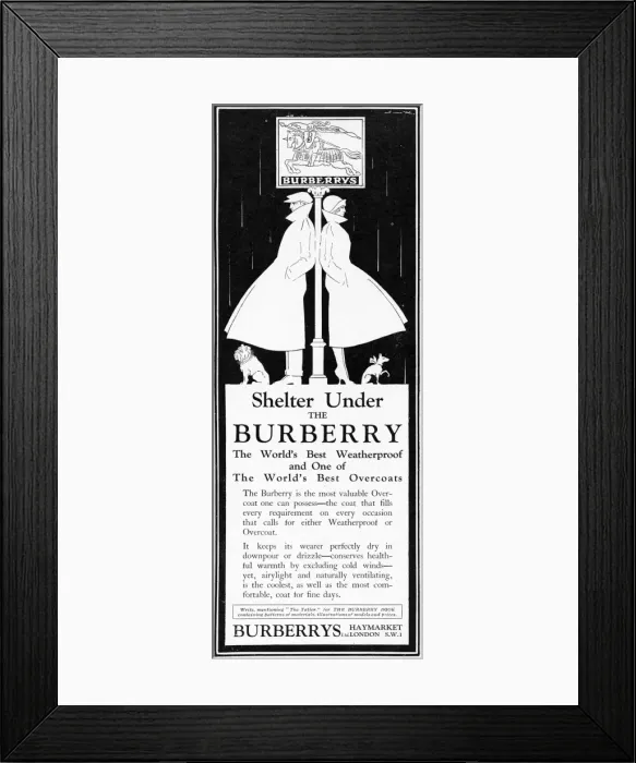 Framed Print : Advert for Burberry weatherproof coats 1927 Framed Print : Advert for Burberry weatherproof coats 1927