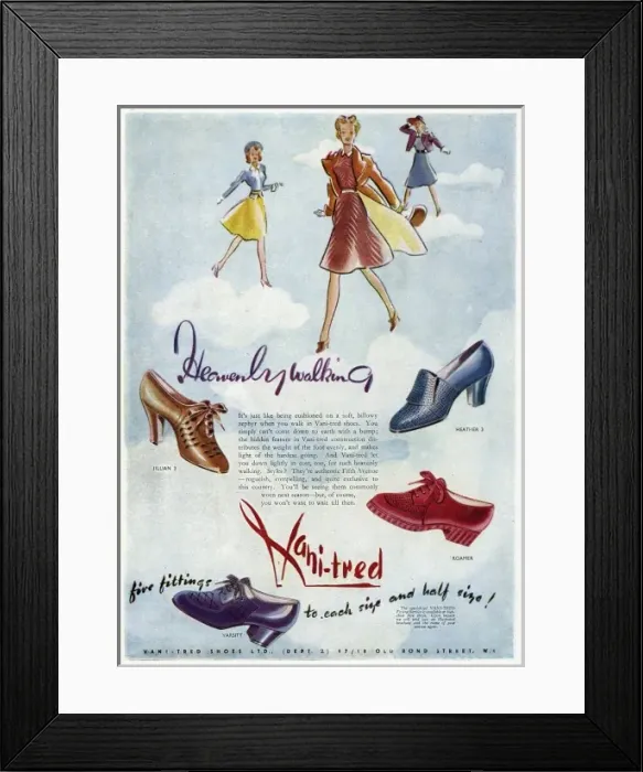 Framed Print : Advert for Vani-Tred shoes 1941 Framed Print : Advert for Vani-Tred shoes 1941