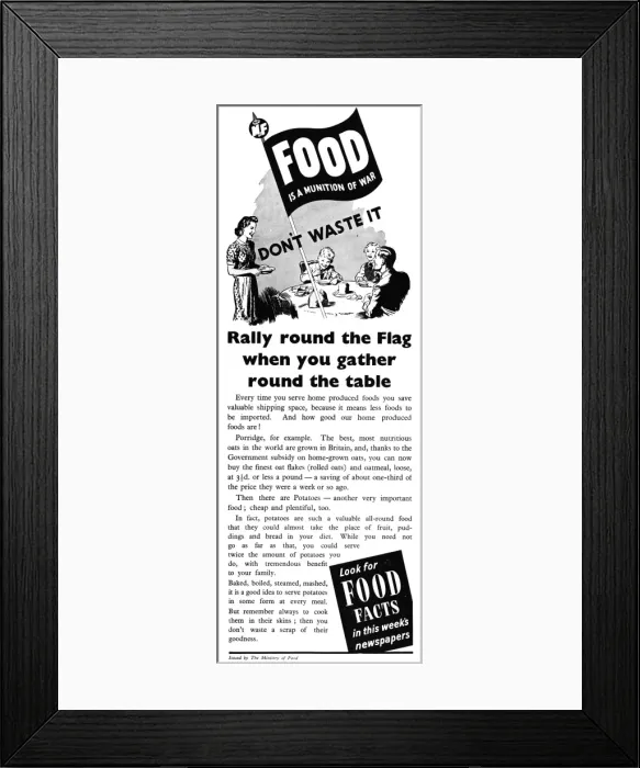 Framed Print : Advert for The Ministry of Food 1941
