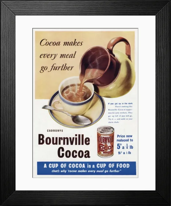 Framed Print : Advert for Cadburys Bournville Cocoa 1941