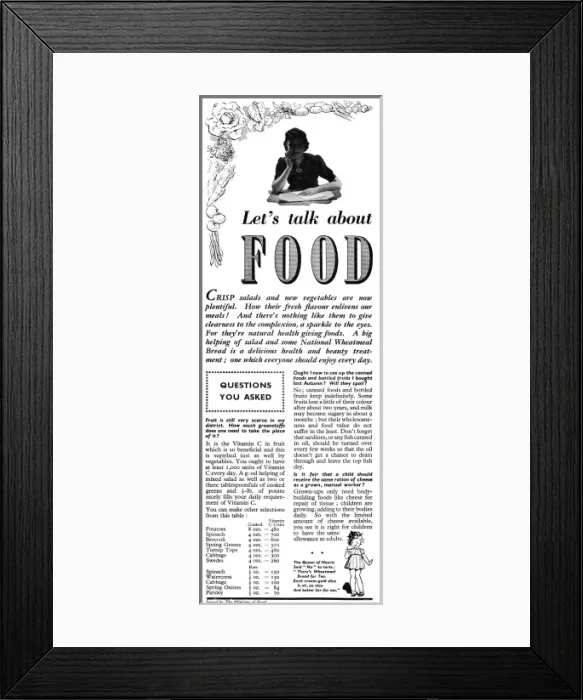 Framed Print : Advert for The Ministry of Food 1941 Framed Print : Advert for The Ministry of Food 1941
