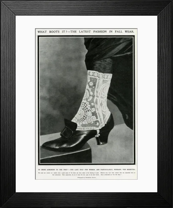 Framed Print : Lace spat for women 1913