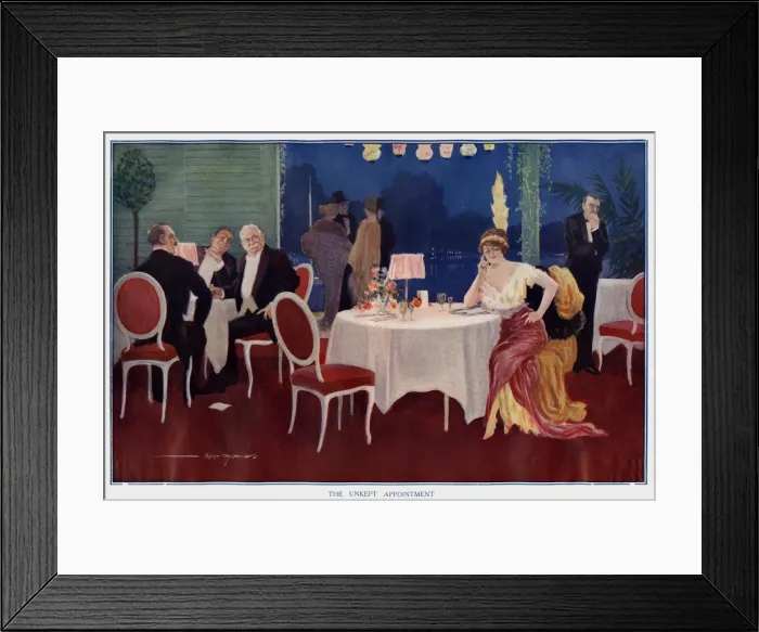 Framed Print : Restaurant scene, The Unkept Appointment Framed Print : Restaurant scene, The Unkept Appointment